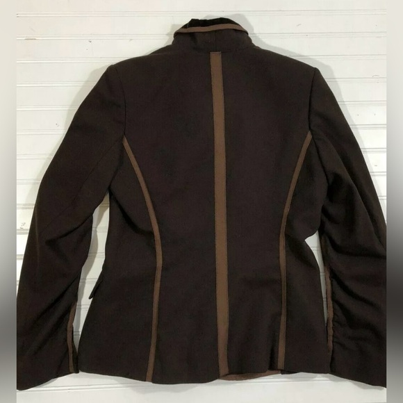 Lea Rome Brown Blazer Jacket Womens Size Large 12 42 Made in France Equestrian - Picture 10 of 11